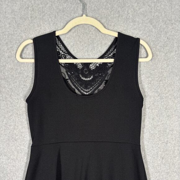 Foreign Exchange Dress Large Mini Crochet Lace Witchy Skater Boho Cowgirl Gothic - Picture 8 of 11